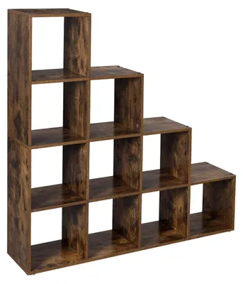Obrázok produktu pre Vintage knižnica, tmavohnedá – veľký úložný priestor – 129,5 x 29 x 129,5 cm