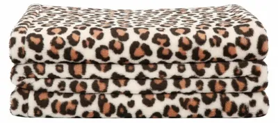 Produktbild von Unyqoos® Bellatio Design Fleece-Plaid – weiche Polyester-Decke im Leopardenmuster, 120 x 160 cm, 200 g