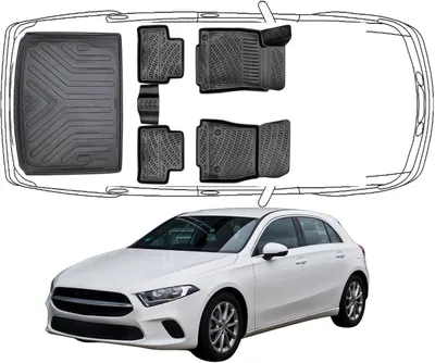 Produktbild von 3D Fußmatten & Kofferraumwanne Auto Set Kompatibel mit Mercedes A Klasse W177 HB