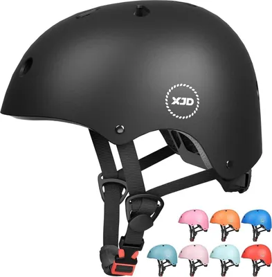 Zdjęcie produktu dla XJD Kids Youth Kask rowerowy Multisport Wspinaczka Hulajnoga Deskorolka Dziewczynki Chłopcy M 55-57 cm Czarny