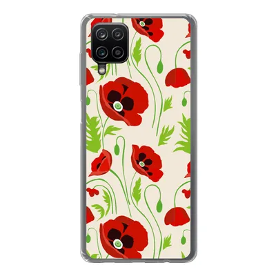 Produktbild von MuchoWow® Handyhülle Schutzhülle Hülle für Samsung Galaxy A12 Blumen - Mohn - Muster Silikon Softcase Handy Hülle - Bild