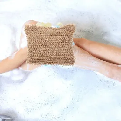 Produktbild von Leichter doppelseitiger Badeschwamm aus natürlicher Ramee-Luffa für sanfte Hautpflege, Tiefenreinigung und die Dusche, für Hotels geeignet