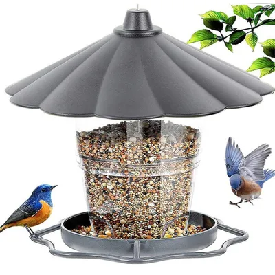 Immagine prodotto di Mangiatoia per uccelli da appendere, resistente alle intemperie, con elevata capacità, ideale per gli uccelli del giardino