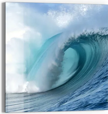 Produktbild von DEQORI Glasbild Echtglas 30x30 cm 'Welle der Ewigkeit' Wandbild Bild modern Deko