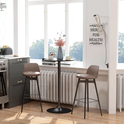 Produktbild von Bartisch Rund Schwarz - Moderner Stehtisch für 2 Personen - Bistrotisch Hoch 102 cm mit stabilem Stahlfuß - Ø 60 cm für Küche & Büro