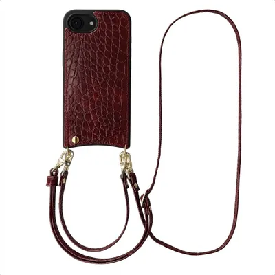 Image de Étui Selencia Nova Croco avec cordon et porte-carte pour Apple iPhone 17 / 16 - Choco Brown