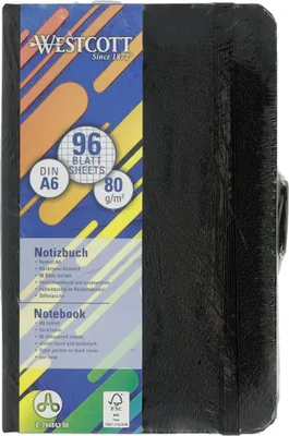 Produktbild von Westcott Notizbuch E-744843 00 A6 Hardcover 96Bl schwarz