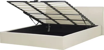 Produktbild von BELIANI Polsterbett Beige Leinenoptik Bettrahmen mit Lattenrost 180x200 cm Bettkasten Hochklappbar Hohes Kopfteil Modern Skandi Schlafzimmer Doppelbett