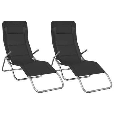 Produktbild von vidaXL Sonnenliegen 2 Stk. Schwarz Textilene & Pulverbeschicht. Stahl