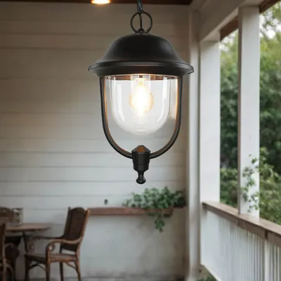 Produktbild von Pendelleuchte außen IP43 Rustikal Schwarz Laterne E27 Außenlampe Terrasse Eingang