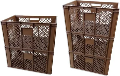 Produktbild von 5x Bäckerkiste Brötchenbox Brotbehälter Konditorenbox Stapelbox Gitterbox EURO-Norm 32 cm braun (5xBK 32 braun)