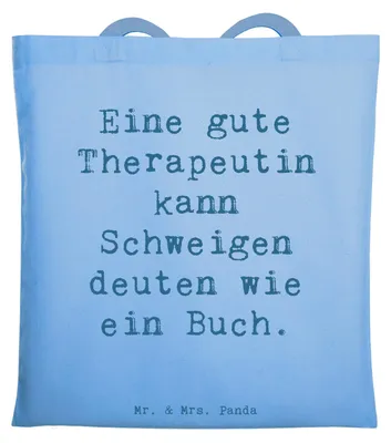 Produktbild von Mr. & Mrs. Panda Einkaufstasche Spruch Therapeutin Weisheit - Sky Blue - Geschenk, Jutebeutel, Schultasche, Berufsprodukte, Hoffnung, kreative Geschenke, Unterstützung