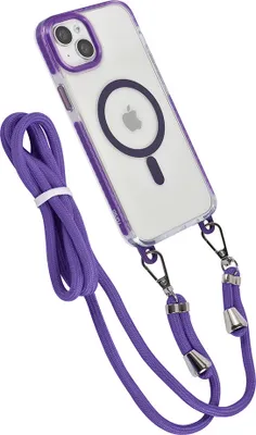 Zdjęcie produktu dla Etui z tylną obudową TUNIQ do iPhone'a 15 Plus – sznurek na szyję – Magsafe – fioletowe