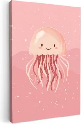 Produktbild von Leinwand Bilder 60x90 cm - Kinder Mädchen - Qualle, Bilder Wohnzimmer Modern, Wanddeko