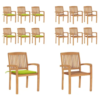 Produktbild von vidaXL Stapelbare Gartenstühle mit Kissen 6 Stk. Massivholz Teak - Gartenstuhl - Gartenstühle - Holzstuhl - Holzstühle