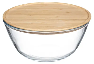 Immagine prodotto di 5five Simply Smart | Insalatiera - Ciotola in vetro 2,7L - Trasparente - Con coperchio in bambù - Elegante e funzionale