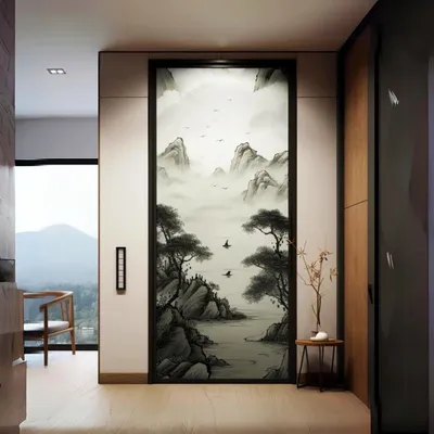 Imagen del producto de Película decorativa abstracta para puertas de vidrio, modelo 035-091 – Ancho de la película: 89 cm