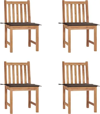 Produktbild von Gartenstühle 4 Stk. mit Kissen Massivholz Teak