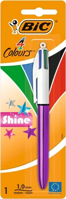 Obrázek produktu pro BIC Shine, Spona, Multifunkční kuličkové pero, Doplnitelný, Černá, Modrá, Zelená, Červená, 1 kusů, Střední