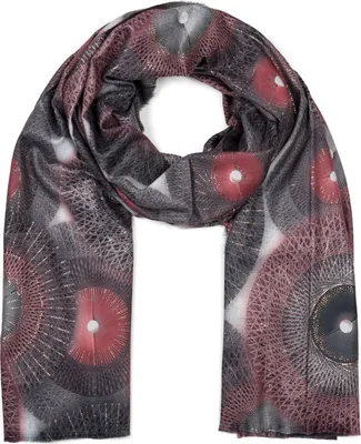 Produktbild von styleBREAKER Damen Schal mit grafischem Ethno Muster und Metallic Details, warme Winter Stola mehrfarbig 01017151