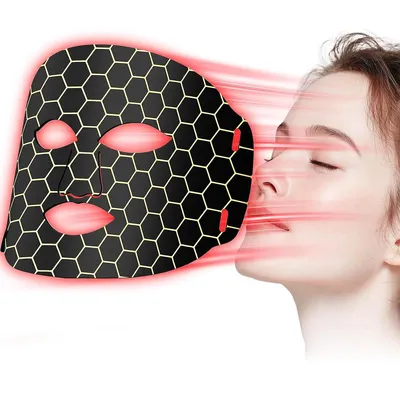 Produktbild von LED Gesichtsmaske 7 Farben Lichttherapie, Rotlicht Anti-Aging Maske, Photon Lichttherapie für Gesichtspflege, flexibles Silikondesign, Type-C Akku