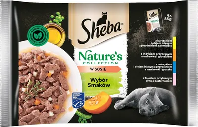 Produktbild von Sheba Nature's Collection Geschmacksauswahl – komplettes Nassfutter für ausgewachsene Katzen in Soße 13 x (4x85g)