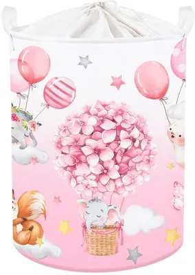 Image de Panier à linge rose de 45 litres, coffre à jouets pour chambre d'enfant, 36 x 45 cm