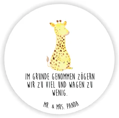 Produktbild von Mr. & Mrs. Panda Kühlschrankmagnet Giraffe Zufrieden - Weiß - Geschenk, magnet für kühlschrank, Abenteuer, Glück, fotos, rundmagnet, Afrika