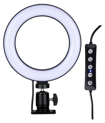 Produktbild von Grundig Ringlicht mit Handyhalterung - Selfie Licht mit Tischklemmen - Ø16cm Ring Light mit 48 LEDs - 3 Lichtmodi und 15 Helligkeitsstufen - USB-Stromversorgung - Flexible Arme