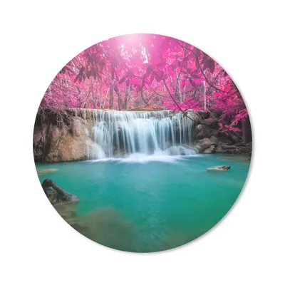 Produktbild von MuchoWow® Mauspad Mousepad Wasserfall - Baum - Rosa - Natur 40x40 cm - Mousepads - Maus Mat - Pad - Mausunterlage - Schreibtisch Accessoires
