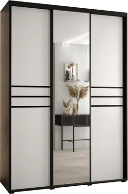 Produktbild von MEBLE KRYSPOL Davos 11 Schrank, drei Türen - 235,2x170x45 cm - Schwarz Weiß Schwarz