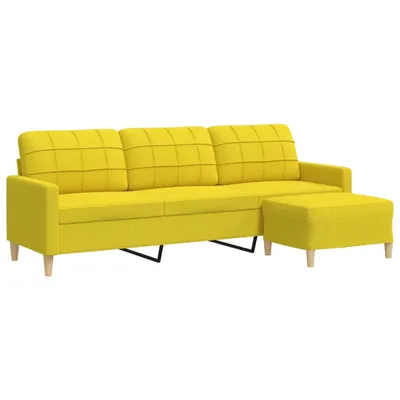 Zdjęcie produktu dla Sofa 3-osobowa, jasnożółta, 210 cm, tapicerowana tkaniną