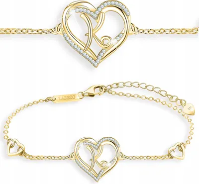 Produktbild von Gold-Herz-Armband mit Buchstabe K, Silber 925