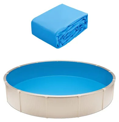 Image de Revêtement de piscine rond VEVOR, diamètre 350 x 120 cm, vinyle à perles simples, résistant à l'usure, adapté aux piscines hors sol avec une hauteur de paroi de 120 cm
