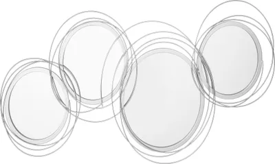 Produktbild von Spiegel-Set für Wanddekoration, Wandschmuck mit 4 runden Spiegeln, Wandspiegel, Flurspiegel,107 x 4 x 56 cm