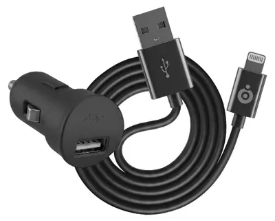 Zdjęcie produktu dla BigBen Connected, ładowarka samochodowa USB-A 2.4A Fast Charge + kabel USB-A / Lightning, czarny