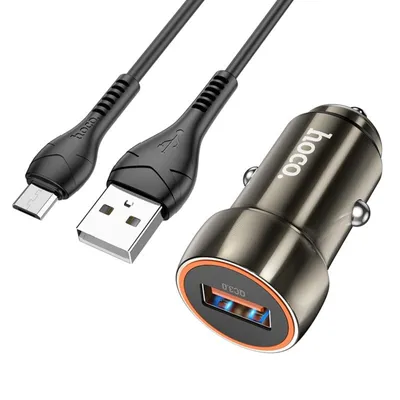 Produktbild von Auto Ladegerät 18W QC 3.0, mit 1M USB C Ladekabel für iPhone 11 12 13 14 Pro KFZ Zigarettenanzünder,Dual AutoLadeadapter