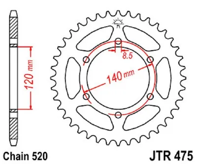 Produktbild von JTSPROCKETS hinten JTR475.42 Kettenrad