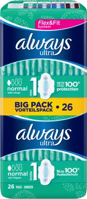 Produktbild von always ultra Damenbinde Normal mit Flügeln Vorteilspack 26