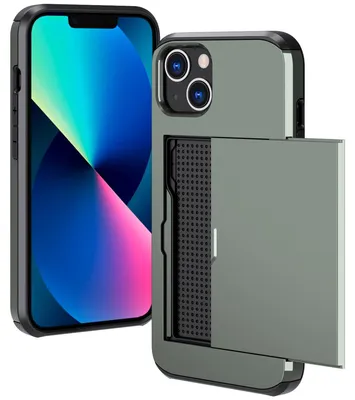Imagen del producto de Funda Trasera con Ranura para Tarjetas para Apple iPhone 13 - Verde oscuro