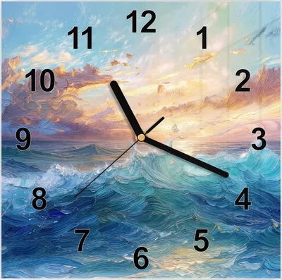 Produktbild von Wanduhr aus Glas mit Motiv Wellen und Himmel- 30 x 30 cm - inkl. Aufhängesystem