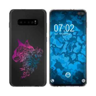 Produktbild von PhoneNatic Case kompatibel mit Samsung Galaxy S10 Silikon-Hülle Floral Katze M2-6