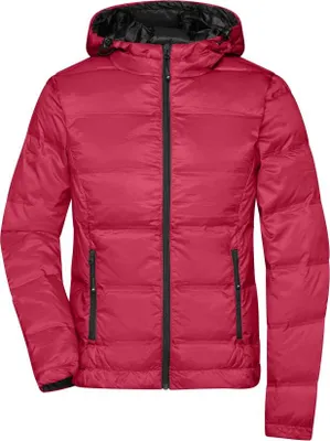 Produktbild von Ladies' Hooded Down Jacket red/black, Gr. XL
