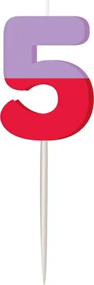 Produktbild von Bunte Tortenkerze Zahl 5