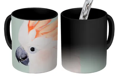 Obrázok produktu pre KitchenYeah® Magický hrnček Magický hrnček Magický kakadu - Zvieratá - Príroda - Biely 350 ml Hrnček na zmenu farby Nápad na darček - Magický hrnček - Foto hrnček - Keramické hrnčeky - Obrázky - Šálka na kávu - Nápoje