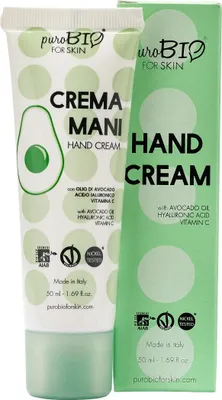 Image de CREME POUR LES MAINS A L'HUILE D'AVOCADE, A L'ACIDE HYALURONIQUE ET A LA VITAMINE C ECO 50 ml - PUROBIO