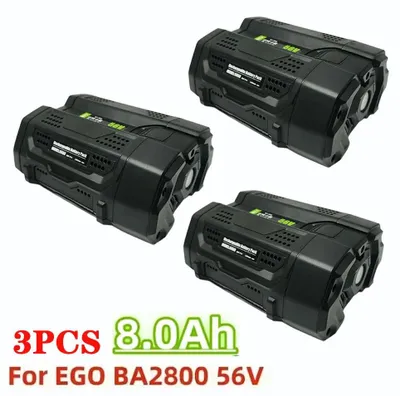 Immagine prodotto di Set di 3 batterie da 56V - Batterie di ricambio agli ioni di litio per tosaerba, motosega e soffiatore da giardino - 8,0Ah, 8000mAh - Compatibili con i modelli BA2800, BA4200, BA1400, BA5600T, BA2240
