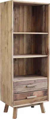 Immagine prodotto di Milani Home - libreria scaffale 60 x 40 x 160 cm, 2 cassetti e 3 ripiani, pino riciclato naturale