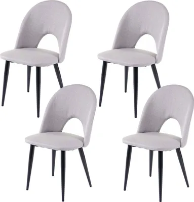 Produktbild von 4er-Set Esszimmerstuhl HWC-D73, Stuhl Küchenstuhl, Stoff/Textil  grau