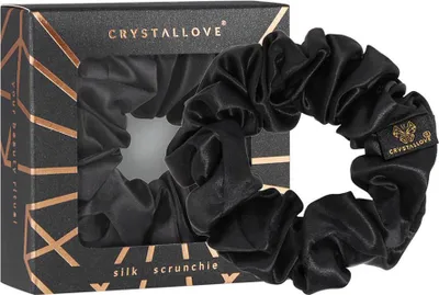 Image de Élastique à cheveux en soie CRYSTALLOVE - Noir